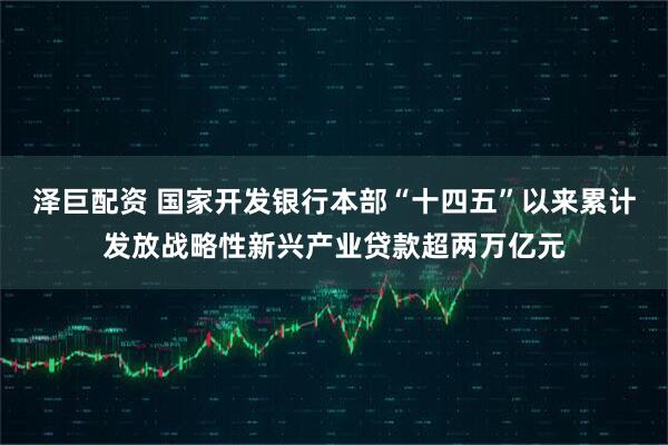 泽巨配资 国家开发银行本部“十四五”以来累计发放战略性新兴产业贷款超两万亿元