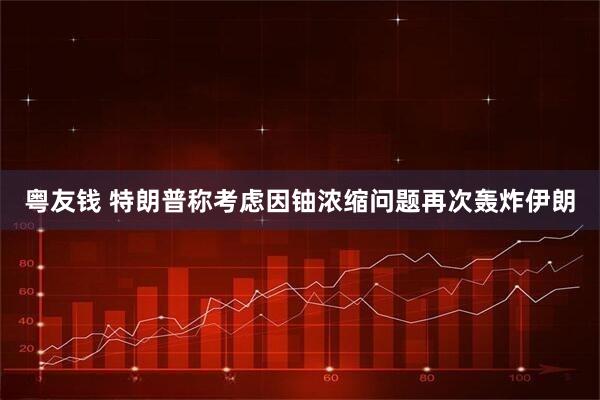 粤友钱 特朗普称考虑因铀浓缩问题再次轰炸伊朗